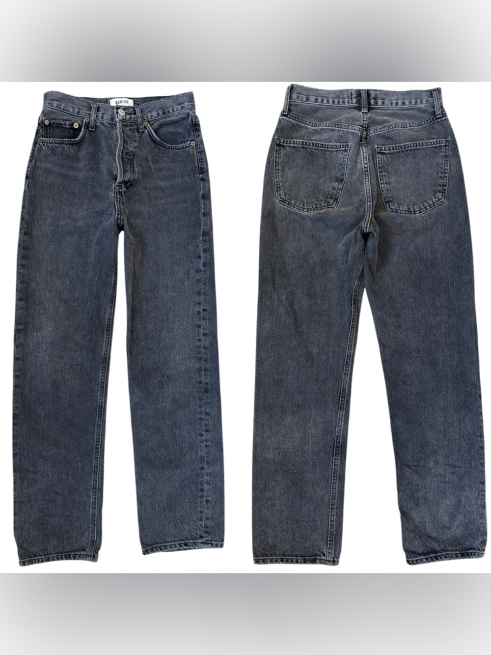 AGOLDE Dark Gray 100% Cotton 90’s Button Fly Straight Leg Jeans Size 22
